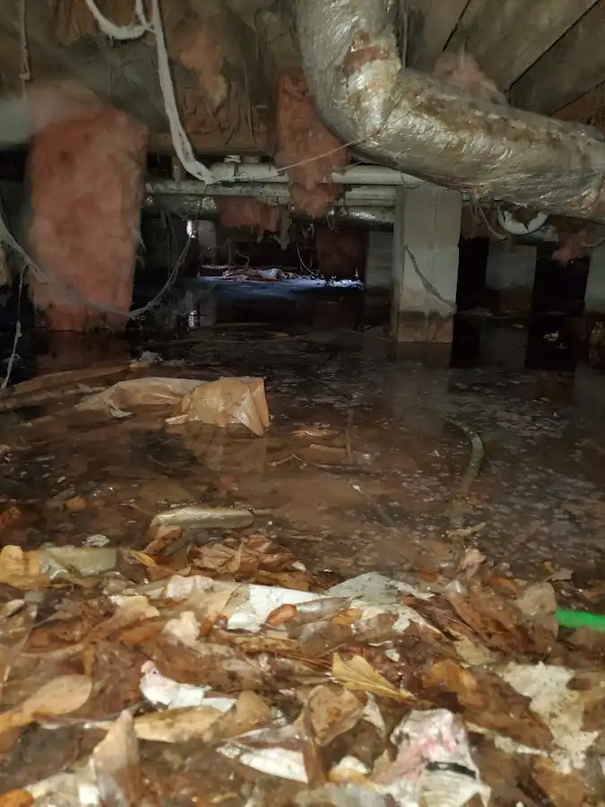 Crawl space flood assessment for Commercial Water Damage Restoration in Ludlow